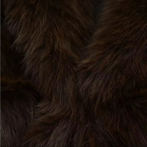 Women's Faux Fur Coat belted shaggy coat- chocolate Brown - Picture 5 of 10